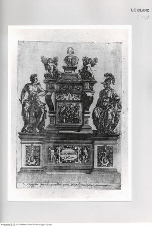 Vorderseite von Bibliotheca Hertziana [http://creativecommons.org/publicdomain/mark/1.0/] Monumenta clarorum doctrina praecipuè ...Tafel 11: Grabmonument von Iacopo Sannazaro in Neapel, Santa Maria del Parto - , bh533365. Foto.