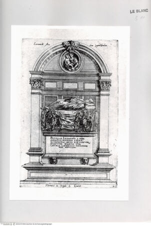 Vorderseite von Bibliotheca Hertziana [http://creativecommons.org/publicdomain/mark/1.0/] Monumenta clarorum doctrina praecipuè ...Tafel 23: Grabmonument des Leonardo Bruni in Florenz, Santa Croce - , bh533378. Foto.