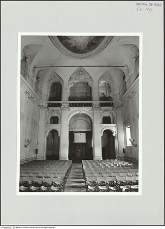 Vorderseite von Sopr. BAS ROMA [https://www.deutsche-digitale-bibliothek.de/content/lizenzen/rv-ez/] Santa Maria in VallicellaOratorio di San Filippo NeriSala Borromini - Eingangswand mit "Loggia dei Cardinali", bh533559_recto. Foto.