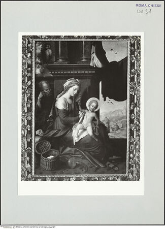 Vorderseite von Sopr. BAS ROMA [https://www.deutsche-digitale-bibliothek.de/content/lizenzen/rv-ez/] Ruhe auf der Flucht nach Ägypten - , bh533594_recto. Foto.