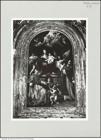 Vorderseite von Sopr. BAS ROMA [https://www.deutsche-digitale-bibliothek.de/content/lizenzen/rv-ez/] Die Madonna mit den heiligen Carlo Borromeo und Ignatius von Loyola - , bh533619_recto. Foto.