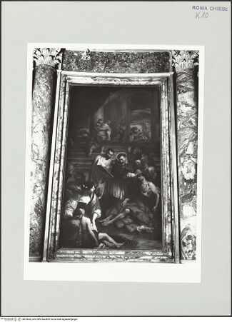 Vorderseite von Sopr. BAS ROMA [https://www.deutsche-digitale-bibliothek.de/content/lizenzen/rv-ez/] Der heilige Carlo Borromeo besucht Pestkranke in Mailand - , bh533620_recto. Foto.