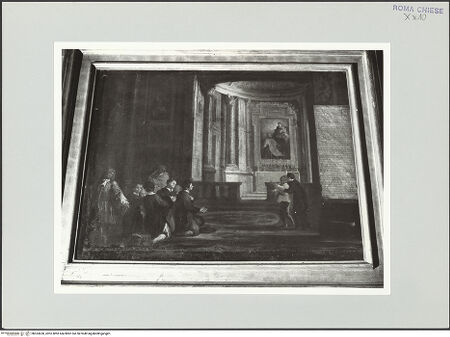 Vorderseite von Sopr. BAS ROMA [https://www.deutsche-digitale-bibliothek.de/content/lizenzen/rv-ez/] Bekehrung des Mohammedaners Kassam vor dem Altar des heiligen Filippo Neri in Santa Maria in Vallicella - , bh533630_recto. Foto.