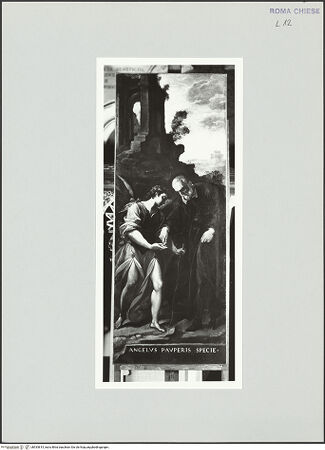 Vorderseite von Sopr. BAS ROMA [https://www.deutsche-digitale-bibliothek.de/content/lizenzen/rv-ez/] Szenen aus dem Leben des heiligen Filippo NeriDem heiligen Filippo erscheint ein Engel als Armer - , bh533815_recto. Foto.