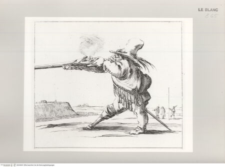 Vorderseite von Istituto Nazionale per la Grafica [http://creativecommons.org/publicdomain/mark/1.0/] Facetieuses Inventions d'Amour et de Guerre Pour le divertissement des beaux EspritsZwerg mit Arkebuse - , bh534041. Foto.