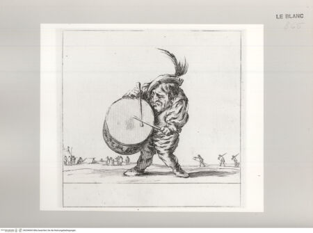 Vorderseite von Istituto Nazionale per la Grafica [http://creativecommons.org/publicdomain/mark/1.0/] Facetieuses Inventions d'Amour et de Guerre Pour le divertissement des beaux EspritsTrommel spielender Zwerg - , bh534045. Foto.