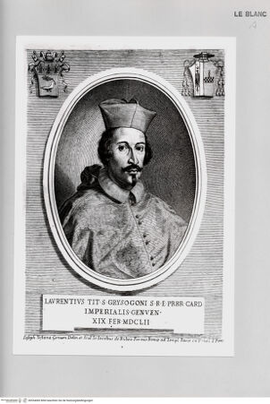 Vorderseite von Istituto Nazionale per la Grafica [http://creativecommons.org/publicdomain/mark/1.0/] Bildnis des Kardinals Lorenzo Imperiali - , bh534083. Foto.