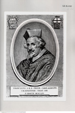 Vorderseite von Istituto Nazionale per la Grafica [http://creativecommons.org/publicdomain/mark/1.0/] Bildnis des Kardinals Francesco Albizi - , bh534109. Foto.