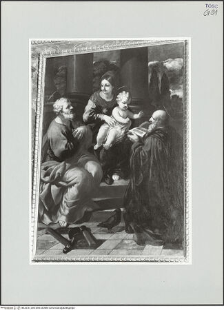 Vorderseite von Foto Marburg [https://www.deutsche-digitale-bibliothek.de/content/lizenzen/rv-ez/] Altar des heiligen BenediktHeilige Familie mit heiligem Benedikt - Gesamtansicht, bh534215_recto. Foto: Gloc, Jan.