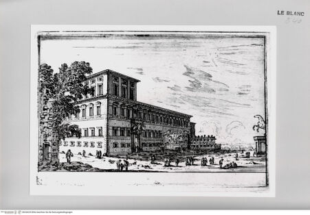 Vorderseite von Istituto Nazionale per la Grafica [http://creativecommons.org/publicdomain/mark/1.0/] Les Jardins et les Fontaines de Rome.Tafel (3): Palazzo di Montecavallo - , bh534235. Foto.