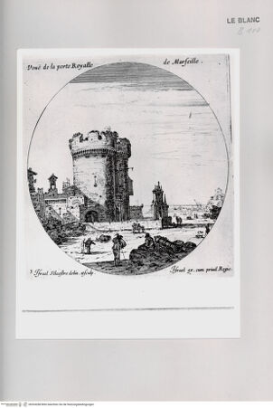 Vorderseite von Istituto Nazionale per la Grafica [http://creativecommons.org/publicdomain/mark/1.0/] Divers veues de ports de mer d'Italie et autres lieus.Tafel 3: "Veue de la porte Royalle de Marseille." - , bh534288. Foto.