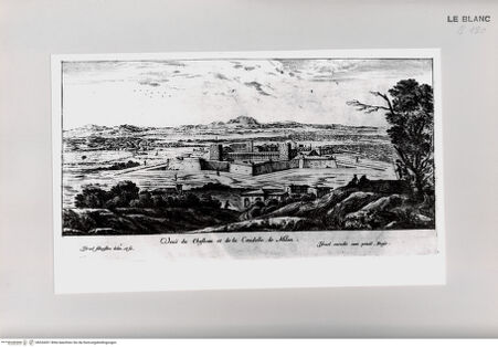 Vorderseite von Istituto Nazionale per la Grafica [http://creativecommons.org/publicdomain/mark/1.0/] Vues d'Italie et de FranceVeue du Chasteau et de la Citadelle de Milan. - , bh534301. Foto.