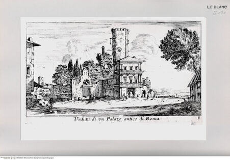 Vorderseite von Istituto Nazionale per la Grafica [http://creativecommons.org/publicdomain/mark/1.0/] Vues de France et d'ItalieTafel 8: Veduta di un Palazo antico di Roma - , bh534305. Foto.