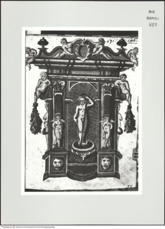 Vorderseite von Bibliotheca Hertziana [http://creativecommons.org/publicdomain/mark/1.0/] Scritti e disegniWandbrunnen mit stehender Quellnymphe und Amoretten - , bh534324_recto. Foto: D'Onofrio, Cesare.