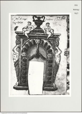 Vorderseite von Bibliotheca Hertziana [http://creativecommons.org/publicdomain/mark/1.0/] Scritti e disegniWandbrunnen mit Hermaphrodit nebst Atlanten - , bh534343_recto. Foto: D'Onofrio, Cesare.