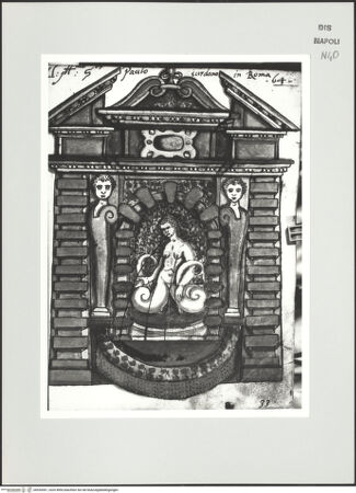 Vorderseite von Bibliotheca Hertziana [http://creativecommons.org/publicdomain/mark/1.0/] Scritti e disegniWandbrunnen mit Nixe - , bh534361_recto. Foto: D'Onofrio, Cesare.