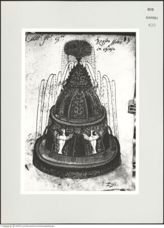 Vorderseite von Bibliotheca Hertziana [http://creativecommons.org/publicdomain/mark/1.0/] Scritti e disegniBrunnen aus Grottengestein mit vogelartigen Mischwesen - , bh534373_recto. Foto: D'Onofrio, Cesare.