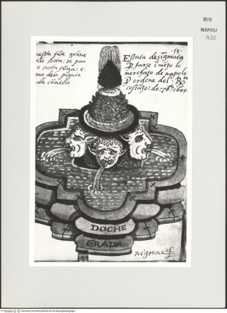 Vorderseite von Bibliotheca Hertziana [http://creativecommons.org/publicdomain/mark/1.0/] Scritti e disegniBrunnen mit Masken und Pinienzapfen - , bh534398_recto. Foto: D'Onofrio, Cesare.