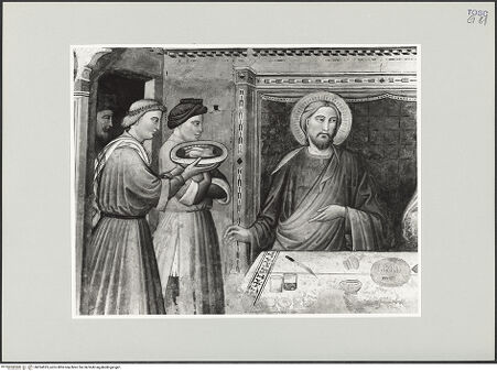 Vorderseite von Foto Marburg [https://www.deutsche-digitale-bibliothek.de/content/lizenzen/rv-ez/] VotivbilderGastmahl im Haus des Simon - Detail, linke Bildhälfte, bh534525_recto. Foto: Gloc, Jan.