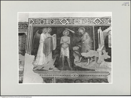 Vorderseite von Foto Marburg [https://www.deutsche-digitale-bibliothek.de/content/lizenzen/rv-ez/] VotivbilderTaufe Christi und mystische Vermählung der heiligen Katharina - Detail: Taufe Christi, bh534543_recto. Foto: Gloc, Jan.