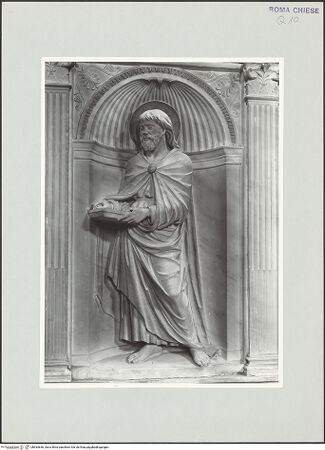 Vorderseite von Vasari [https://rightsstatements.org/page/CNE/1.0/] TabernakelpendantsTabernakel für die heiligen ÖleRechte Nischenfigur: unidentifizierter Heiliger (Jakobus?, von der Rückseite des ehemaligen Hochaltars) - Gesamtansicht, frontal, bh534646_recto. Foto.