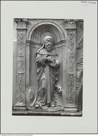 Vorderseite von Vasari [https://www.deutsche-digitale-bibliothek.de/content/lizenzen/rv-ez/] Ehemaliger HochaltarLinke obere Muschelnische: Hieronymusstatue - Gesamtansicht, frontal, bh534651_recto. Foto.