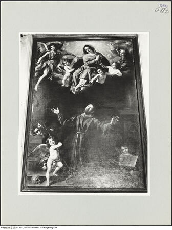 Vorderseite von Foto Marburg [https://www.deutsche-digitale-bibliothek.de/content/lizenzen/rv-ez/] Dem heiligen Franziskus erscheint die Madonna - Gesamtansicht, bh535024_recto. Foto: Haag, Paul.