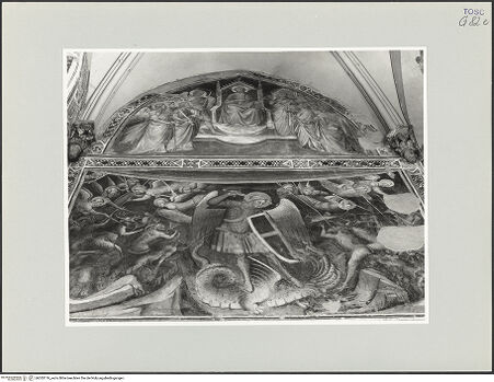 Vorderseite von Foto Marburg [https://www.deutsche-digitale-bibliothek.de/content/lizenzen/rv-ez/] Szenen aus dem Leben des heiligen Ägidius und aus der Legende des Erzengels Michael; Propheten und HeiligenMichaelsszenenEngelssturz - Gesamtansicht, bh535176_recto. Foto: Gloc, Jan.