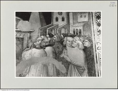 Vorderseite von Foto Marburg [https://www.deutsche-digitale-bibliothek.de/content/lizenzen/rv-ez/] Szenen aus dem Leben des heiligen Ägidius und aus der Legende des Erzengels Michael; Propheten und HeiligenMichaelsszenenErscheinung des heiligen Michael auf der Engelsburg - Detail: rechte Gruppe, bh535177_recto. Foto: Gloc, Jan.