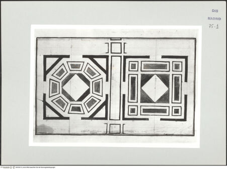 Vorderseite von Biblioteca Nacional [https://www.deutsche-digitale-bibliothek.de/content/lizenzen/rv-ez/] Album des Fra Giovanni Vincenzo CasaliEntwurf für eine Tischplatte mit Einlegearbeiten - , bh535213_recto. Foto.