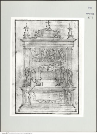 Vorderseite von Biblioteca Nacional [https://www.deutsche-digitale-bibliothek.de/content/lizenzen/rv-ez/] Album des Fra Giovanni Vincenzo CasaliEntwurf für ein Grabmal - , bh535222_recto. Foto.