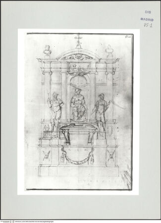 Vorderseite von Biblioteca Nacional [https://www.deutsche-digitale-bibliothek.de/content/lizenzen/rv-ez/] Album des Fra Giovanni Vincenzo CasaliEntwurf für ein Grabmal - , bh535223_recto. Foto.