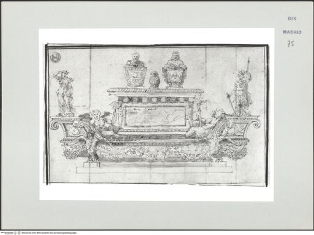 Vorderseite von Biblioteca Nacional [https://www.deutsche-digitale-bibliothek.de/content/lizenzen/rv-ez/] Album des Fra Giovanni Vincenzo CasaliEntwurf für ein Grabmal - , bh535226_recto. Foto.