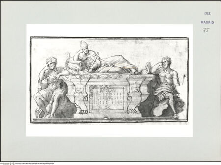 Vorderseite von Biblioteca Nacional [https://www.deutsche-digitale-bibliothek.de/content/lizenzen/rv-ez/] Album des Fra Giovanni Vincenzo CasaliEntwurf für ein Grabmal - , bh535227_recto. Foto.