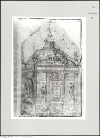 Vorderseite von Biblioteca Nacional [https://www.deutsche-digitale-bibliothek.de/content/lizenzen/rv-ez/] Album des Fra Giovanni Vincenzo CasaliEntwurf für einen Reliquienschrein - , bh535230_recto. Foto.
