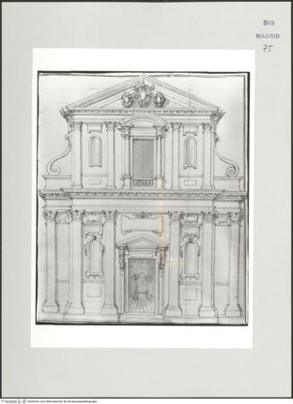 Vorderseite von Biblioteca Nacional [https://www.deutsche-digitale-bibliothek.de/content/lizenzen/rv-ez/] Album des Fra Giovanni Vincenzo CasaliRom, Santa Maria dei Monti, Fassade - , bh535233_recto. Foto.