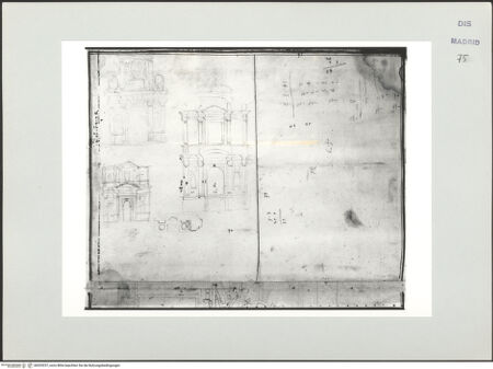 Vorderseite von Biblioteca Nacional [https://www.deutsche-digitale-bibliothek.de/content/lizenzen/rv-ez/] Album des Fra Giovanni Vincenzo CasaliStudien für eine Kirchenfassade, ein Grabmal und ein Portal - , bh535237_recto. Foto.