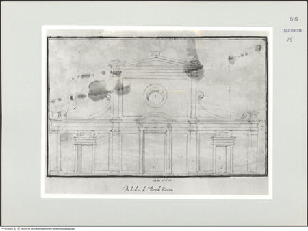 Vorderseite von Biblioteca Nacional [https://www.deutsche-digitale-bibliothek.de/content/lizenzen/rv-ez/] Album des Fra Giovanni Vincenzo CasaliMessina, San Pietro, Fassadenentwurf - , bh535239_recto. Foto.