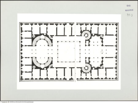 Vorderseite von Biblioteca Nacional [https://www.deutsche-digitale-bibliothek.de/content/lizenzen/rv-ez/] Album des Fra Giovanni Vincenzo CasaliIdealer Palast, Grundriss - , bh535258_recto. Foto.
