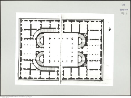 Vorderseite von Biblioteca Nacional [https://www.deutsche-digitale-bibliothek.de/content/lizenzen/rv-ez/] Album des Fra Giovanni Vincenzo CasaliIdealer Palast, Grundriss - , bh535259_recto. Foto.