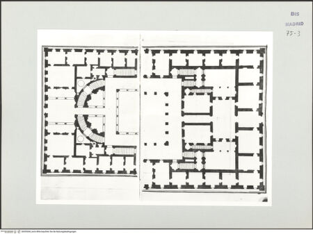 Vorderseite von Biblioteca Nacional [https://www.deutsche-digitale-bibliothek.de/content/lizenzen/rv-ez/] Album des Fra Giovanni Vincenzo CasaliIdealer Palast, Grundriss einer Hälfte - , bh535260_recto. Foto.