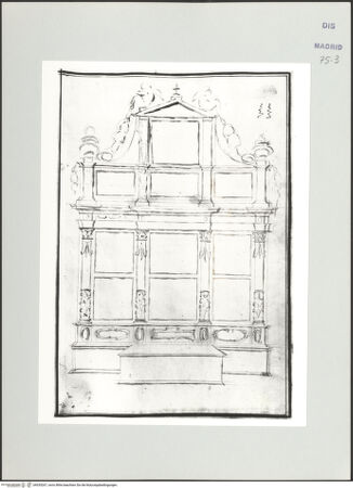 Vorderseite von Biblioteca Nacional [https://www.deutsche-digitale-bibliothek.de/content/lizenzen/rv-ez/] Album des Fra Giovanni Vincenzo CasaliEntwurf für einen Altar - , bh535267_recto. Foto.