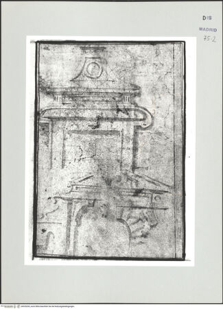 Vorderseite von Biblioteca Nacional [https://www.deutsche-digitale-bibliothek.de/content/lizenzen/rv-ez/] Album des Fra Giovanni Vincenzo CasaliEntwürfe für zwei Portale und einen Kamin - , bh535269_recto. Foto.