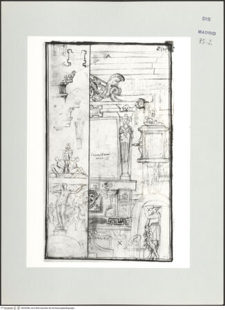 Vorderseite von Biblioteca Nacional [https://www.deutsche-digitale-bibliothek.de/content/lizenzen/rv-ez/] Album des Fra Giovanni Vincenzo CasaliRom, Santissima Trinità dei Monti, Capella Massimo, Architekturstudien - , bh535280_recto. Foto.