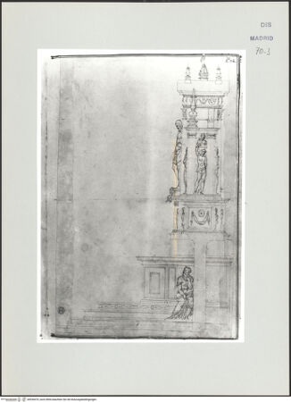 Vorderseite von Biblioteca Nacional [https://www.deutsche-digitale-bibliothek.de/content/lizenzen/rv-ez/] Album des Fra Giovanni Vincenzo CasaliSeitenansicht des Altars von Santa Maria de' Servi, Bologna - , bh536470_recto. Foto.