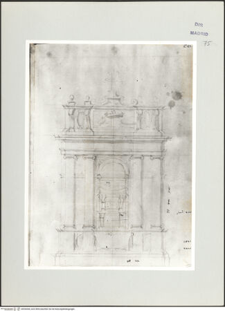 Vorderseite von Biblioteca Nacional [https://www.deutsche-digitale-bibliothek.de/content/lizenzen/rv-ez/] Album des Fra Giovanni Vincenzo CasaliProjekt für ein Grabmal - geringfügig beschnittene Gesamtansicht der Seite, bh536498_recto. Foto.