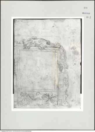 Vorderseite von Biblioteca Nacional [https://www.deutsche-digitale-bibliothek.de/content/lizenzen/rv-ez/] Album des Fra Giovanni Vincenzo CasaliEntwurf für das Zifferblatt einer Uhr - , bh536511_recto. Foto.