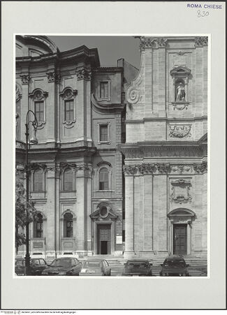 Vorderseite von Lieberman, Ralph [https://www.deutsche-digitale-bibliothek.de/content/lizenzen/rv-ez/] Santa Maria in Vallicella - Fassade von Oratorium und Kirche, Ausschnitt, bh536961_recto. Foto.