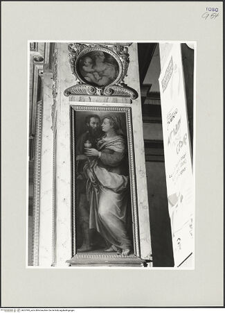 Vorderseite von Foto Marburg [https://www.deutsche-digitale-bibliothek.de/content/lizenzen/rv-ez/] Hochaltar (Altare Vasari)Linke SchmalseiteGiorgio Vasari und seine Frau Niccolosa Bacci als Heilige Lazarus und Magdalena; Caritas - Gesamtansicht, bh537995_recto. Foto: Gloc, Jan.