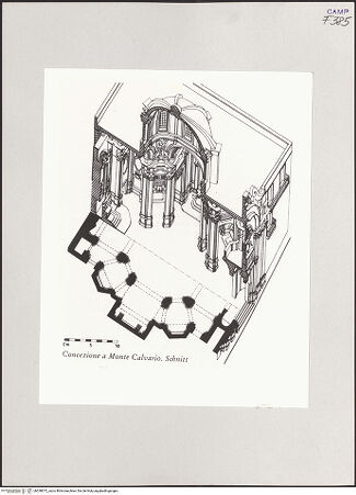 Vorderseite von unbekannt [https://www.deutsche-digitale-bibliothek.de/content/lizenzen/rv-fz/] Isometrie und Grundriss von Santa Maria della Concezione a Montecalvario, Neapel - , bh538072_recto. Foto.